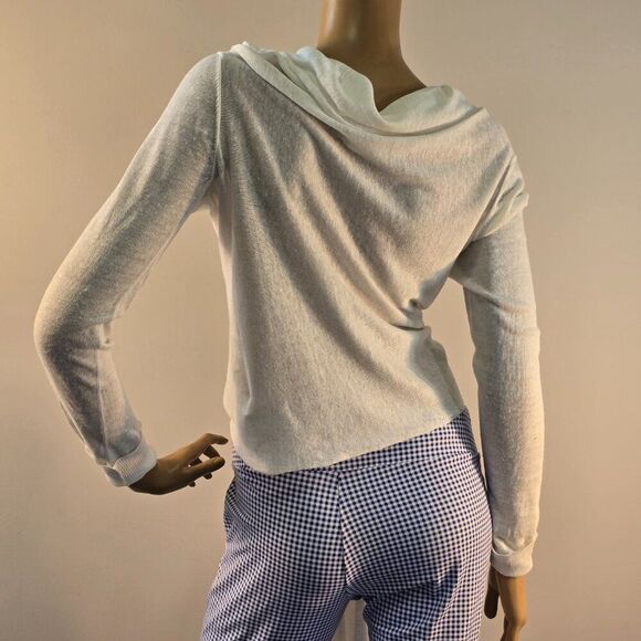 Pure DKNY Linen Open Front Cardigan Sweater Wrap White Size P/S - Picture 5 of 10